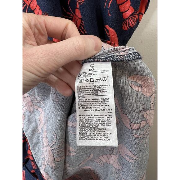 Old Navy Women’s Linen Blend Lobster Dress Sz XS Preppy Nautical Coastal Quirky - Picture 4 of 8